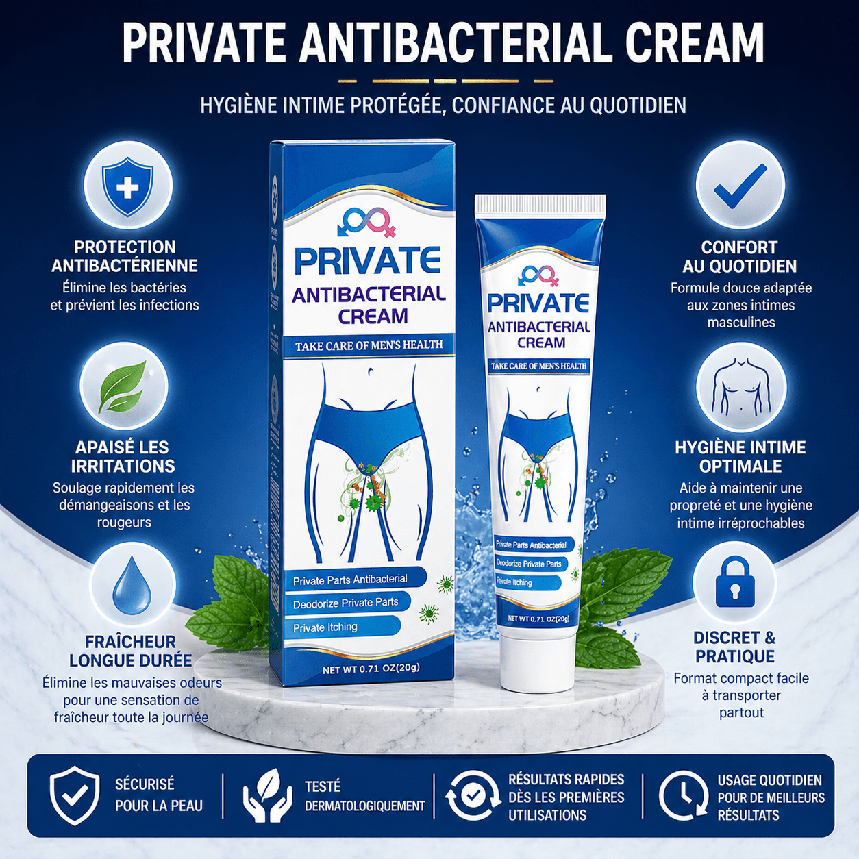 Crème Antibactérienne Intime Homme – Confort Total & Fraîcheur Durable - AFRICA STORE